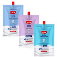 LuvLap Baby Wash, Baby Shampoo, Baby Lotion -45ml, Sample Pack, Dermatologically Tested