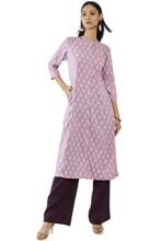 Soch Women Purple Rayon Printed Kurta(Purple_S)