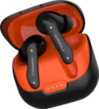 Hapipola Serene (Anc) In Ear Wireless Anc Earbuds (Tws), Massive 40Hrs Playtime With Speed Charge, Customizable Bass (Black With Orange)