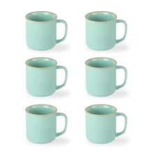 Cello Estella Nexus Color Tropical Plain Mug Set Of 6, 250Ml, Blue | Scratch Resistant | Porcelain Tea, Coffee Mug Set | Ideal For Daily Use & Gifting | Dishwasher Safe | Big Mug |