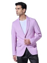 SHOWOFFFF Men’s Textured Lavender Single Breasted Blazer with Notch Lapel-EX-3024_Lavender_XL