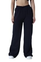 Hubberholme Women’s Cotton Blend Regular Fit Wide Legs Track Pants (Navy Blue, 30)