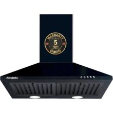 Amplesta EcoFlow 60 cm 1150 m3/hr Pyramid Kitchen Chimney with Elegant Look, Baffle Filter, Push Button, Efficient Dual LED Lamps, 1 Year comprehensive, 5 Years Warranty on Motor (AKHP 60 BK)