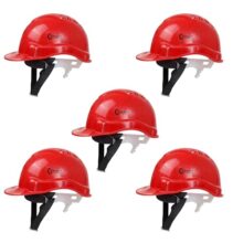 Robustt Safety Helmet – Red (Pack of 5) | Adjustable Headband | Heavy Duty Material | As Per ISI Safety Standard | Non Irritant and Soft Fabric | Lightweight and Durable