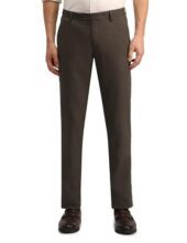 Arrow Men’s Brown Solid Mid Rise Polyester Hook and Bar Tapered Fit Flat Front Slant Pocket Trousers (ARAEOTR1596_Brown_30)