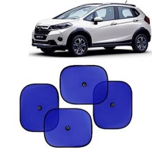 KINGSWAY Car Window Curtain Sticky Sun Shades Compatible with Honda WRV, (Year 2017-2019), Universal Fit Sunshades for Side Window, Rear Window, Blue Color, 4 Pieces
