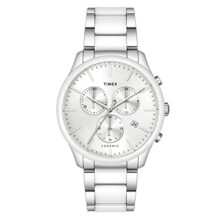 TIMEX Mens 43 mm Fashion Silver Dial Stainless Steel Chronograph Watch