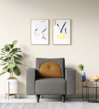 Interio by Godrej Windle 1-Seater Fabric Sofa | 3-Year Warranty, Solid Wood, Taupe and Camel