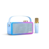WK LIFE BORN TO LIVE- Bluetooth Speaker 16W Wireless Portable 3000mah Battery Stereo Party Speakers LED Lights,Karaoke for Adults Kids with Wireless Microphones, Support TF/USB/AUX for Outdoor- Blue