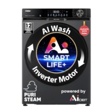 Haier Smart Choice 10Kg,5 Star,AI Smart LIFE+,Vibrant Touch Panel, 525 mm Super Drum, Refresh,WiFi enabled,Fully Automatic Front Load Washer(EFL100-IM14F5ES8U1 | Dark Jade Silver)