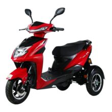 AMO Jaunty 3W Low Speed Electric Scooter Non-RTO 75Km-100Km Range, Red and Black with Lithium Battery And Portable Charger