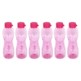 PEARLPET Trinity BPA-Free Plastic Water Bottle Set |Lightweight, Leak-Proof & Freezer Safe – Pack of 6 (1000ml Each), Pink