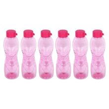 PEARLPET Trinity BPA-Free Plastic Water Bottle Set |Lightweight, Leak-Proof & Freezer Safe – Pack of 6 (1000ml Each), Pink