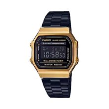 Casio Unisex Vintage A168WEGB-1BDF Black Digital Dial Black Stainless Steel Band D148