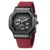 Daniel Hechter Paris Daumesnil Collection Analog Watch for Men Hexagonal Chronograph Watch Black Textured Dial, Multi-Function Display, Red Silicone Strap, Date Window