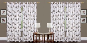 Nikunj Fabs 274.32 Cm (9 Ft) Polyester Semi Transparent Long Door Curtain (Pack Of 4)(Floral, Coffee)