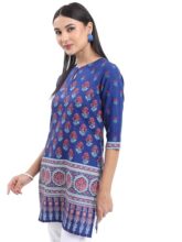 Vishudh Women Regular Fit Round Neck Vntn000524 Blue S