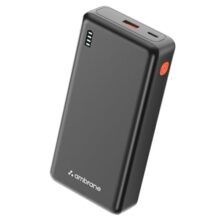 Ambrane 20000mAh Power Bank with 22.5W Fast Charging | 3 Output Ports | Type-C & USB Input | Compact Portable Charger for iPhone, Android Mobile Phone, Tablets, Earbuds, Speakers,smartwatch
