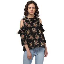 Harpa Round Neck Printed Top (GR5258B-BLACK)
