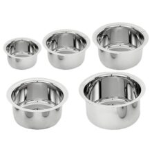 Kuber Industries Set Of 5 Stainless Steel Tope Set (800Ml, 1L, 1.4L, 1.9L And 2.4L) I Gas Stove And Induction Compatible I Triply Tope I Heavy Duty Gauge