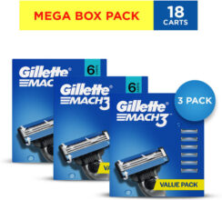 Gillette Mach3 Shaving Blades for men (Pack of 3)(Pack of 18)