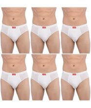 Frenchie VIP Plus White Mens 100% Cotton Brief with Inner Elastic Waistband White, 80 Size, Pack of 6