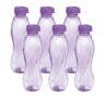 Milton Oscar, Pack Of 6 Water Bottles, 1 Litre Each, Reusable Plastic Fridge Bottle Set, Bpa Free And Leak Proof Bottles For Travel, Work, Purple