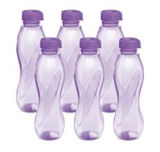Milton Oscar, Pack Of 6 Water Bottles, 1 Litre Each, Reusable Plastic Fridge Bottle Set, Bpa Free And Leak Proof Bottles For Travel, Work, Purple