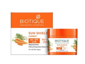 Biotique Bio Carrot Face Cream | SPF 40 UVA/UVB Sunscreen | Prevents Ageing and Soothes Dry Skin| 100% Botanical Extracts | Suitable for All Skin Types | 50ml