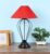 tu casa Table Lamps Black Metal Base with Red Cotton (Red) Shades for Home Décor, Bedrooms, Living Room, Gifting, Diwali Decoration, Dining Space, Study Room, Restaurants (H-20)