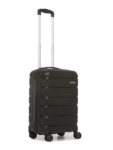 Teakwood Unisex Trolley Bag, Hard Cabin Trolley Small, 55 Cm Trolley Bag For Travel, Lock System 360 Degree 8 Rotating Wheel (S, Black)
