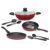 Milton Pro Cook Kitchen Pride Plus Granito I Set Of 7 Non Stick Cookware | Non Induction I Cooking Pan, Kadhai With Lid, Tawa, Nylon Laddle & Spatula I Maroon Metallic