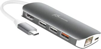 j5create USB-C 9-in-1 Multi Adapter Multi Adapter HDMI/Ethernet/USB 3.1, SD and MicroSD/PD 3.0 | 4K HDMI for MacBook | ChromeBook |USB-C Devices (JCD383)