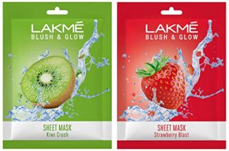 LAKMÉ Blush & Glow Kiwi Sheet Mask, 20 ml & Blush & Glow Strawberry Sheet Mask, 20 ml