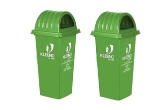 CELLO Kleeno Dome Lid Manual-Lift Plastic Garbage Dustbin Bucket 80 LTR – GREEN/GREEN (COMBO)