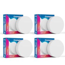 Crompton Platina Star Stylus Surface Panel 18W Round Cool Day Light | Pack of 4 | No False Ceiling Required, Outer Dimension: 156 mm | Surface Mount | for Hall, Bedroom, Kitchen, Office, Store