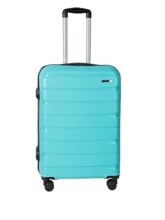 Teakwood Large 8 Wheel Trolley Bag, Hard Cabin With Zipper Closure, Adjustable Push Button & Cross Side Strap, Tsa Lock System 360 Degree (Medium, Aqua Green)
