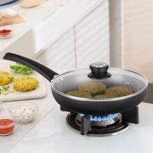 Borosil 1.2 L (20 cm) Hard Anodized Fry Pan with Glass Lid | Aluminium Grade 3003 | Glossy Exterior & Matt Interior | Even Heat Distribution | Easy to Clean | 5 Years Warranty