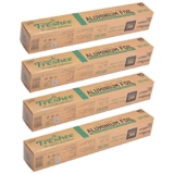 Freshee Heavy Duty Disposable Aluminium Silver Kitchen Foil Roll 15m Pack of 4, 18 Micron Thick Foil for Wrapping Food