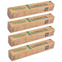 Freshee Heavy Duty Disposable Aluminium Silver Kitchen Foil Roll 15m Pack of 4, 18 Micron Thick Foil for Wrapping Food