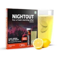 Fast&Up NightOut | 4 Effervescent tabs | Instant Hangover Relief | Helps detoxify liver | Rapid hydration & energy | Helps prevent Hangover | Zero sugar | Fizzy lemon flavour