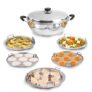 The Indus Valley Stainless Steel Idli Maker/Momo Maker/Multi Kadai/Steamer Set|Large, 5 Plates, 2 Idli|2 Dhokla|1 Steamer|29Cm/11.3 Inch, 4.2Ltr, 2.5Kg|3-Layer Thick Bottom|Induction Friendly