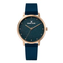 Daniel Klein Analog Blue Textured Round Dial Rose Gold Case Blue Mesh Strap Water-Resistant Wrist Watch for Women Girls, Ladies DK11637-7