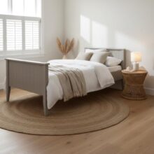 APRODZ Solid Wood Without Storage Single Size Celyn Bed for Bedroom Stylish | Grey Finish, DIY Assembly