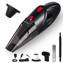 Tusa Cordless Vacuum Cleaner for Car & Home | 2X Powerfull Suction, Dual Mode Battery 6000mAh & 12V DC Car Port | High Power Portable Lightweight Wireless Vacuum, Rechargeable (V1) (Black)