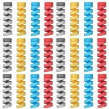 Inefable (30 Pcs) Multicoloured Protection Spiral Cable & Wire Protectors Spring Wire for All Wired Accessories for USB Charger, Data Cable, Earphone, Elastic Cord Saver-(Black & Grey-30Pcs)