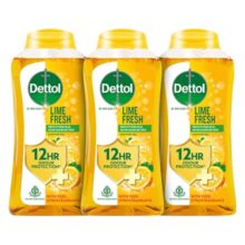 Dettol Lime Fresh Body Wash And Shower Gel Bottle For Women And Men (Pack Of 3 – 250Ml Each) | Soap-Free Bodywash | 12Hr Complete Odour Protection