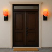 BENE Colorado Wooden Indoor Modern Wall Lamp, E-27 Base Wall Light for Home Decor, Kitchen, Living Room, Bedroom, 13 cm (Dark Brown, Pack of 2)