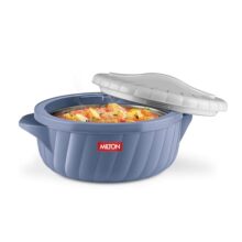 Milton Flora 1000 Insulated Inner Steel Casserole for Roti, 630 ml, Hot Box for Kitchen, Hot Pot with Lid, Chapati Box, Roti Casserole, Serving Boxes, Hotcase, Food Warmer, Stone Blue