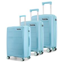 Provogue Spectrum Hard-Sided PP Trolley Bag Set of 3 | Expandable Space with 8 Wheels Trolley Bags for Travel |Lightweight with Combination Lock|5 Year Warranty (Frost Fade Blue)